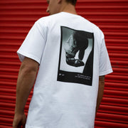 Back image of man in BF x Grapple Club T-Shirt