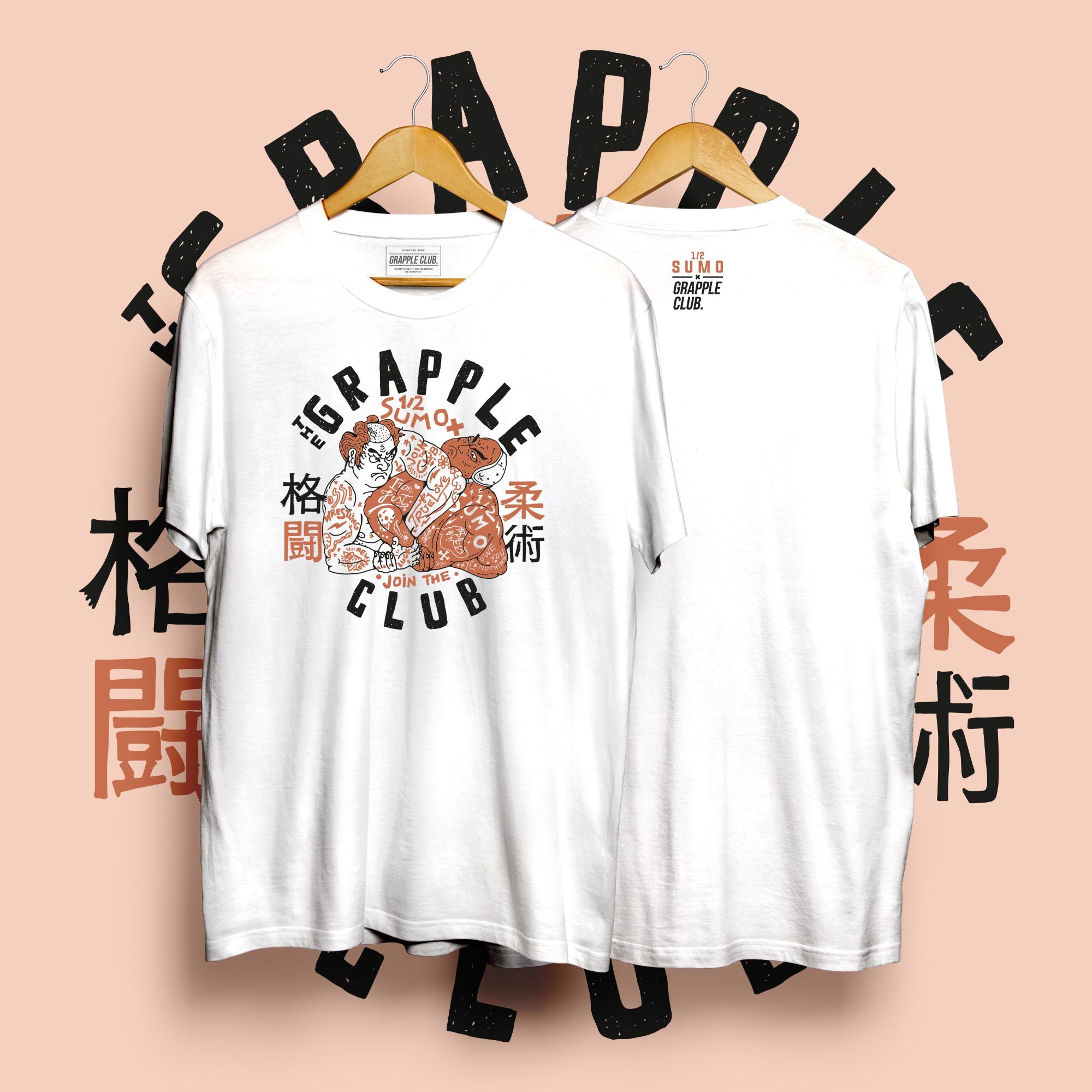 Half Sumo X Grapple Club - White T-Shirt on Hanger
